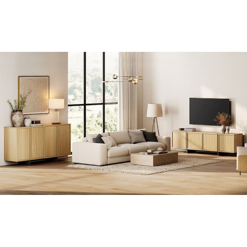 WAMPAT Modern TV Stand and Sideboard Buffet Cabinets Set of 2, Entertainment Center with Storage, Multifunctional Cabinet