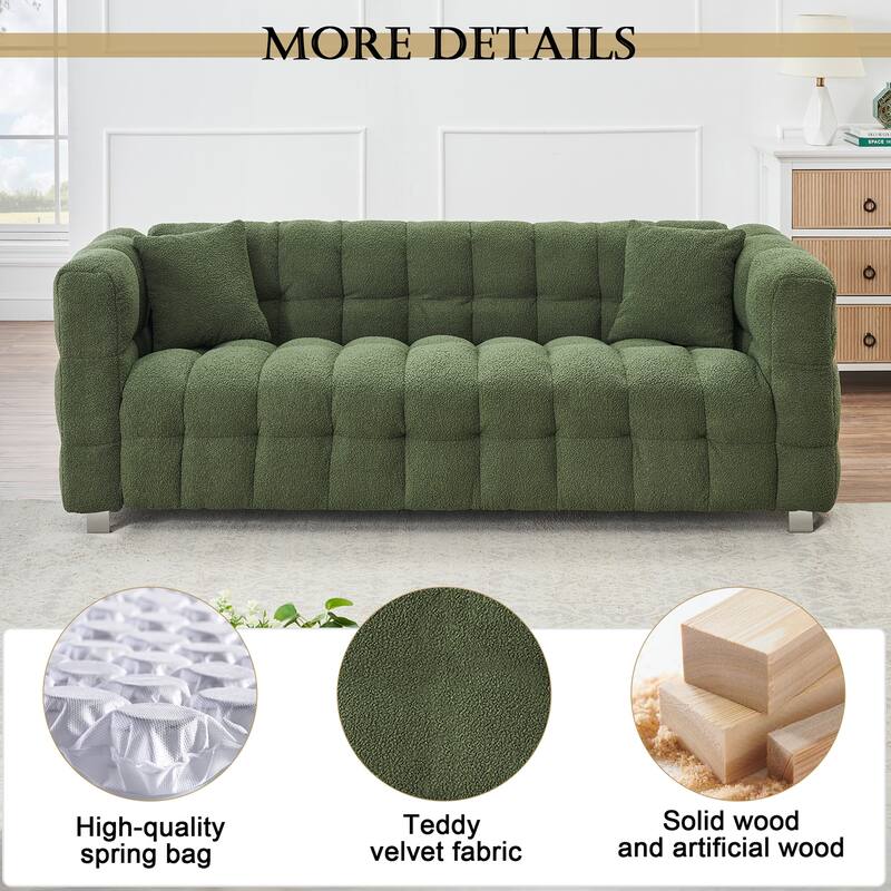 Premium 80-inch Wool Sofa with High-Density Foam Filling and Bonus Cushions