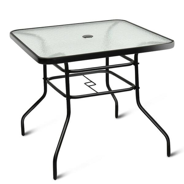 Shop Costway 32 Patio Square Table Tempered Glass Steel Frame