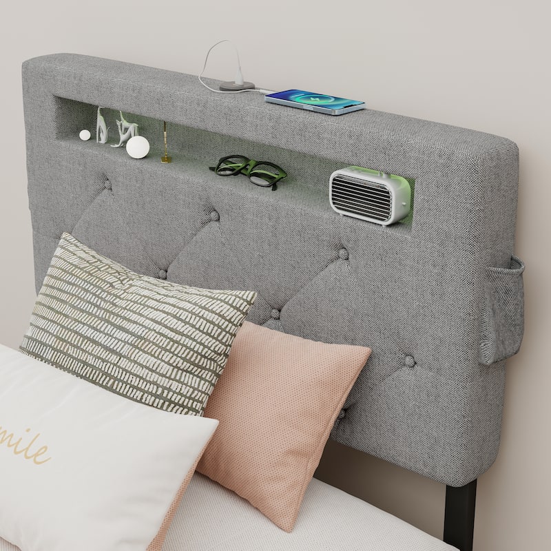 Twin Size Platform Bed with Storage, USB Station, and LED