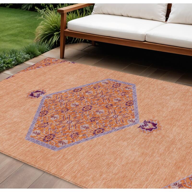 HomeRoots Oriental Traditional Rectangle Outdoor Rug - 8' X 10'
