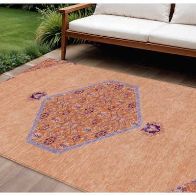 HomeRoots Oriental Traditional Rectangle Outdoor Rug