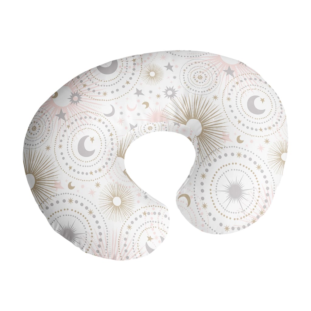 Sweet Jojo Designs Star and Moon Nursing Breastfeeding Pillow Cover Case (Pillow Not Included) Blush Pink Gold Grey Celestial