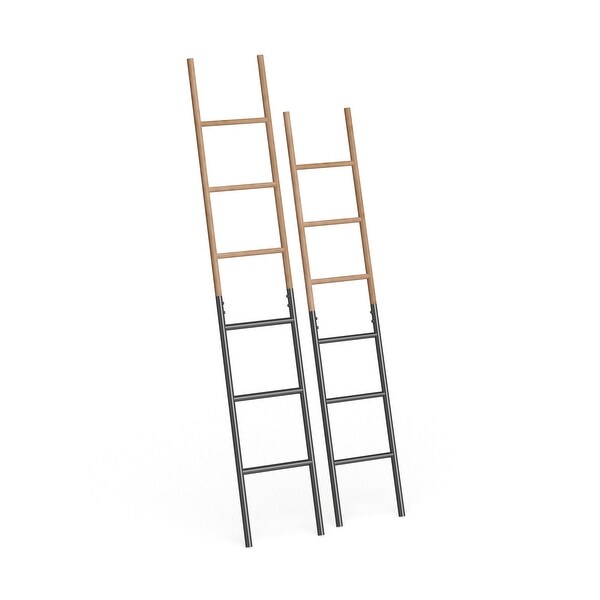 Brown Metal 12 Rack Ladder with Black Bases (Set of 2) - S/2 71