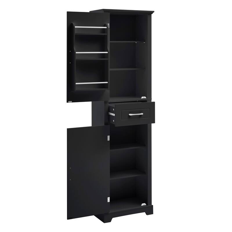 GDF Studio - Peter Modern MDF Tall Bathroom Storage Cabinet with Adjustable Shelves and Two Doors