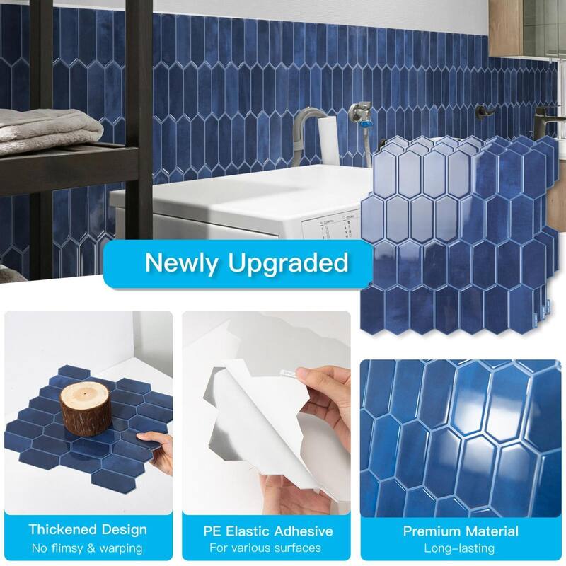 Art3d 10pcs Peel and Stick Backsplash Thickened Wall Tiles, 12''x12'', Cover 10 Sq.Ft.