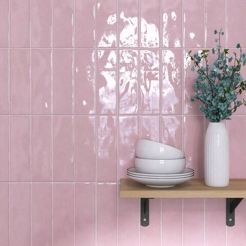 TileGen. Borgo 2.6" x 7.9" Porcelain in Pink Wall & Floor Tile (54 tiles/7.54 sqft.)