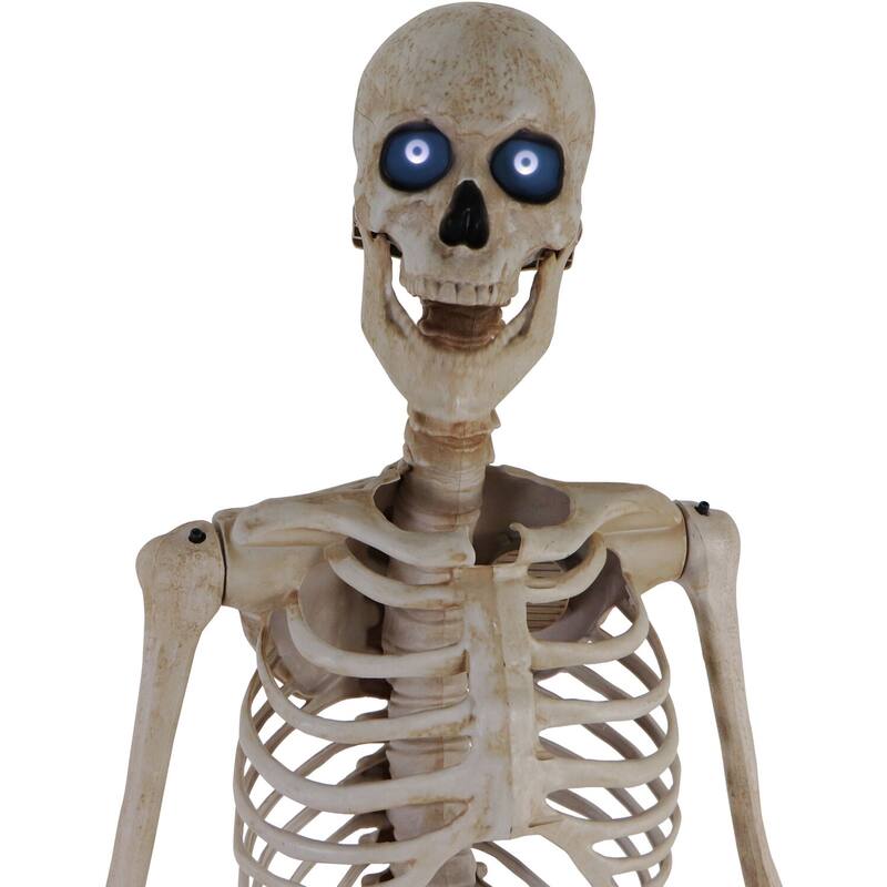 Haunted Hill Farm 8-Ft. Tall Bones McNeely the Towering Skeleton, Premium Talking Halloween Animatronic, Plug-In