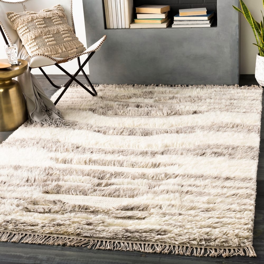 Livabliss Tripoli Abstract Hand-woven Wool Shag Area Rug