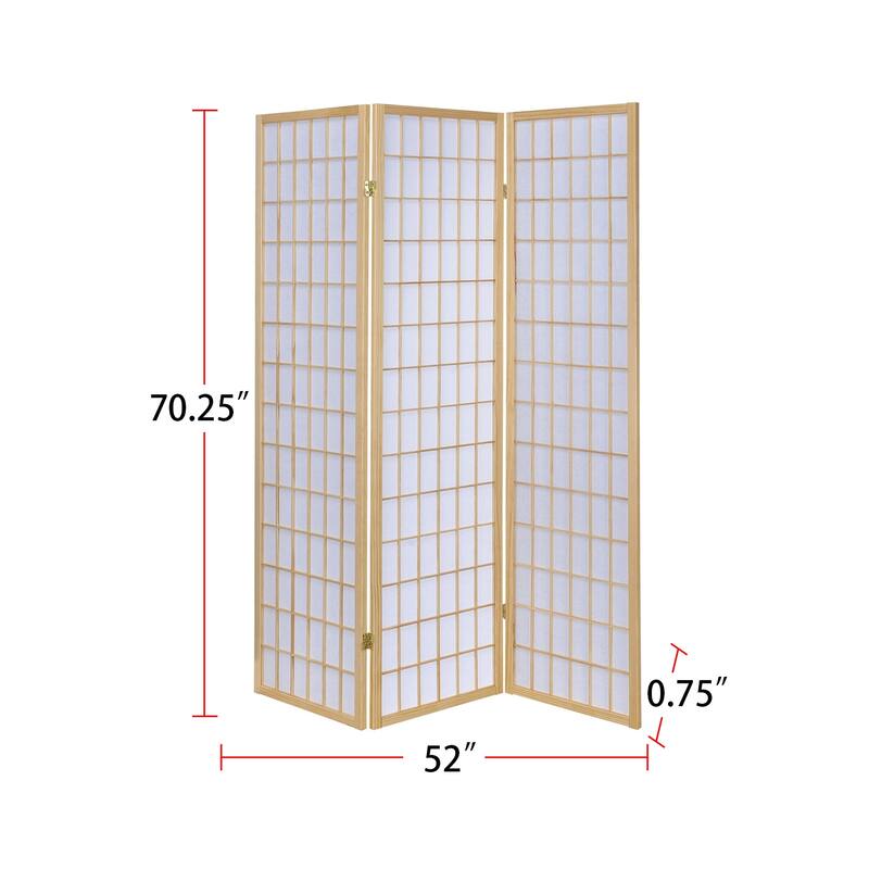 3-Panel Folding Screen in Natural and White