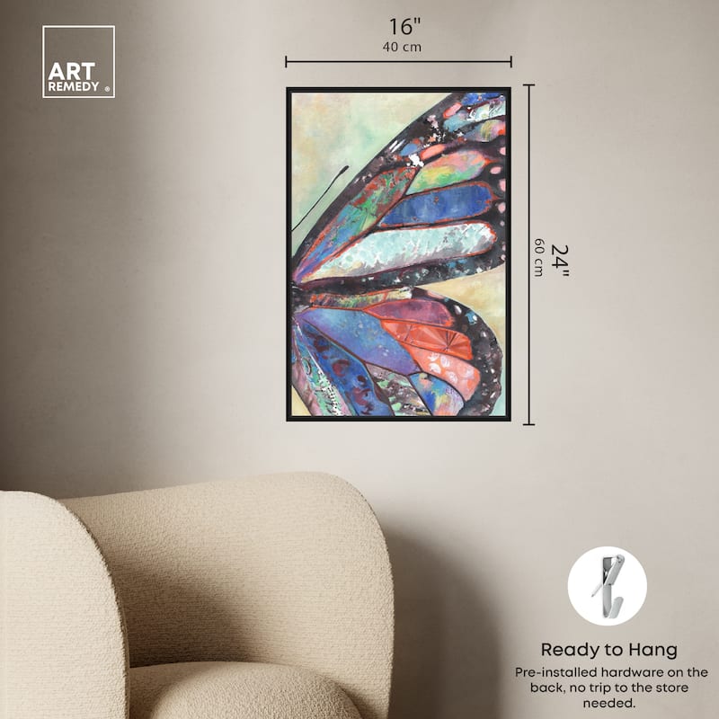 Art Remedy Butterfly Part Ii Framed Butterfly 1 Piece Canvas Wall Art