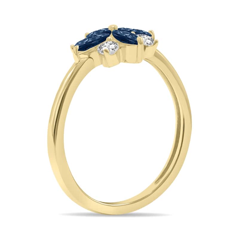 Marquee Jewels 3/4 Carat TW Sapphire and Diamond Flower Ring in 10K Yellow Gold