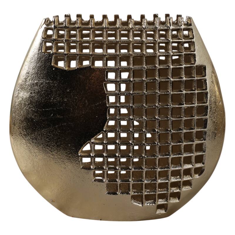 Metal Aluminum Decorative Vase for Shelves and Tables - 10" Gold