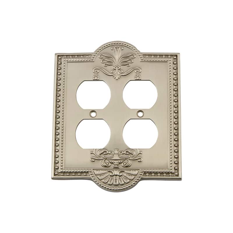 Nostalgic Warehouse MEA_SWPLT_D2 Meadows Double Duplex Wall Plate - Satin Nickel