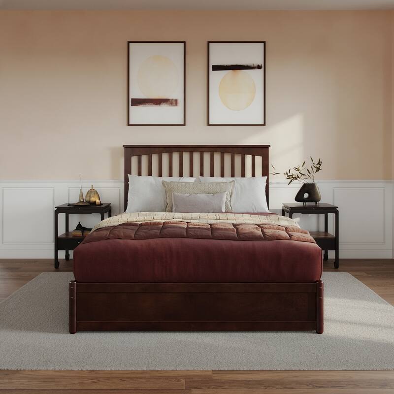 Everett Platform Bed with Panel Footboard and Twin XL Trundle