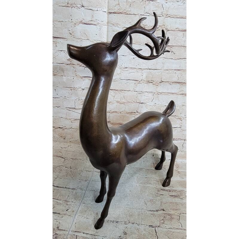 Signed Miguel Lopez Stag Buck Deer Bronze Sculpture Hot Cast Figure Figurine