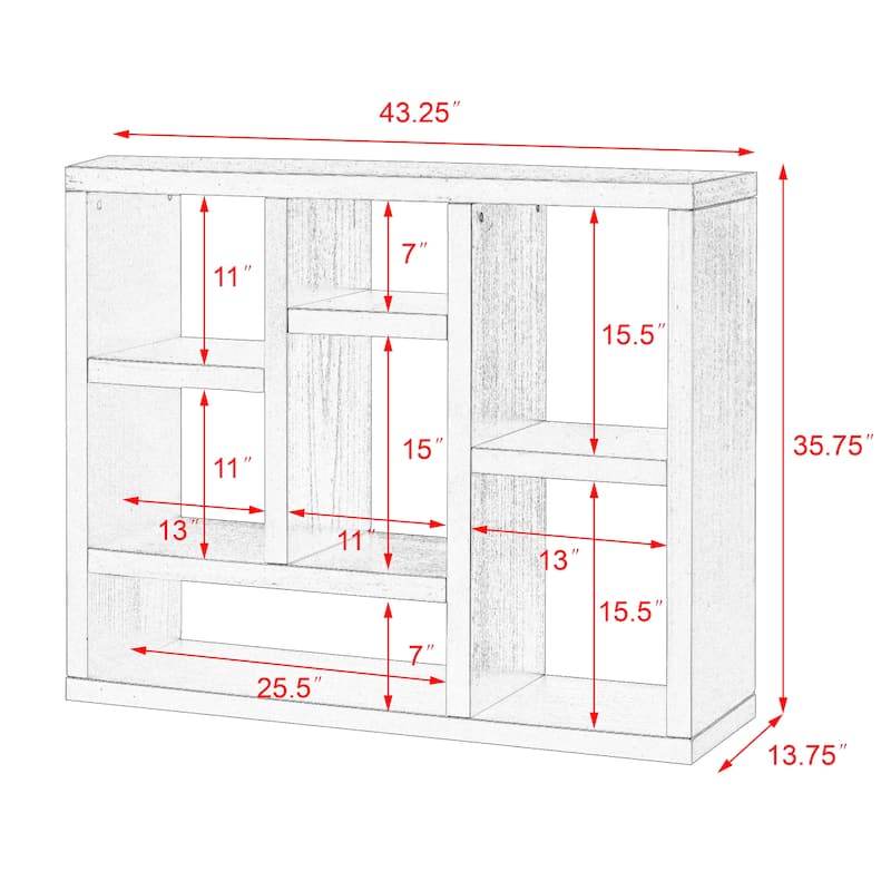3-Shelf Solid Wood Bookcase Vintage Storage Cabinet Rack
