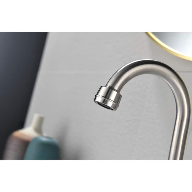 4 Inch 2 Handle Centerset Lead-Free Bathroom Faucet,Swivel Spout with Copper Pop Up Drain and 2 Water Supply Lines