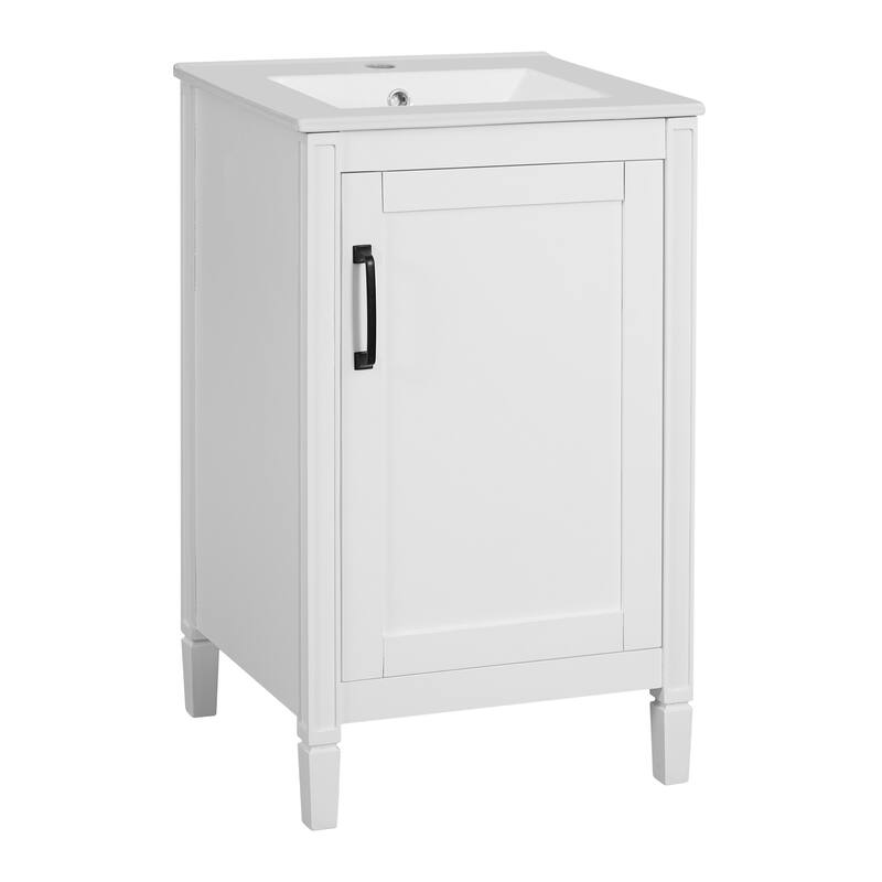 20" White Bathroom Vanity with Ceramic Sink