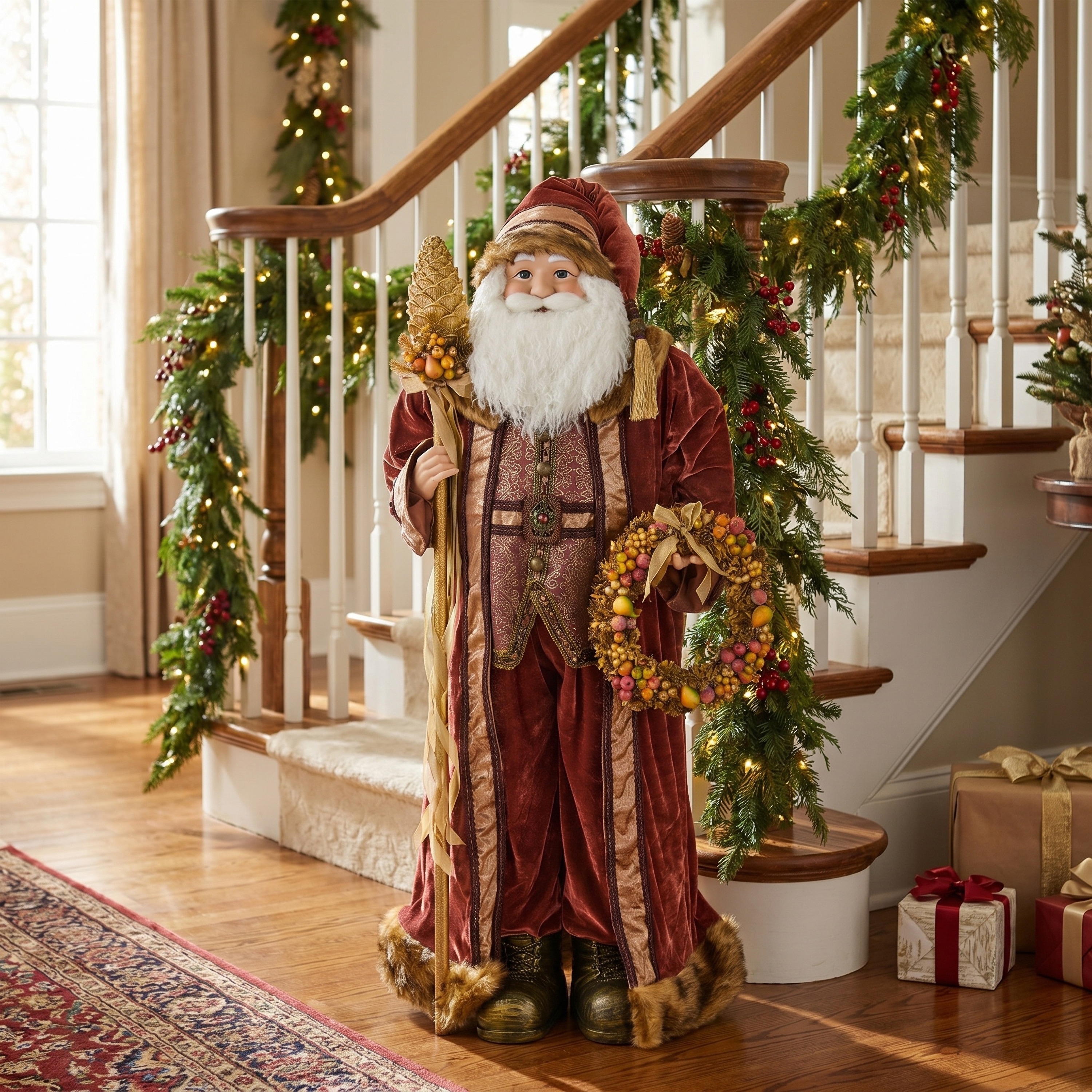 48" Charleston Santa With Pinecone Staff
