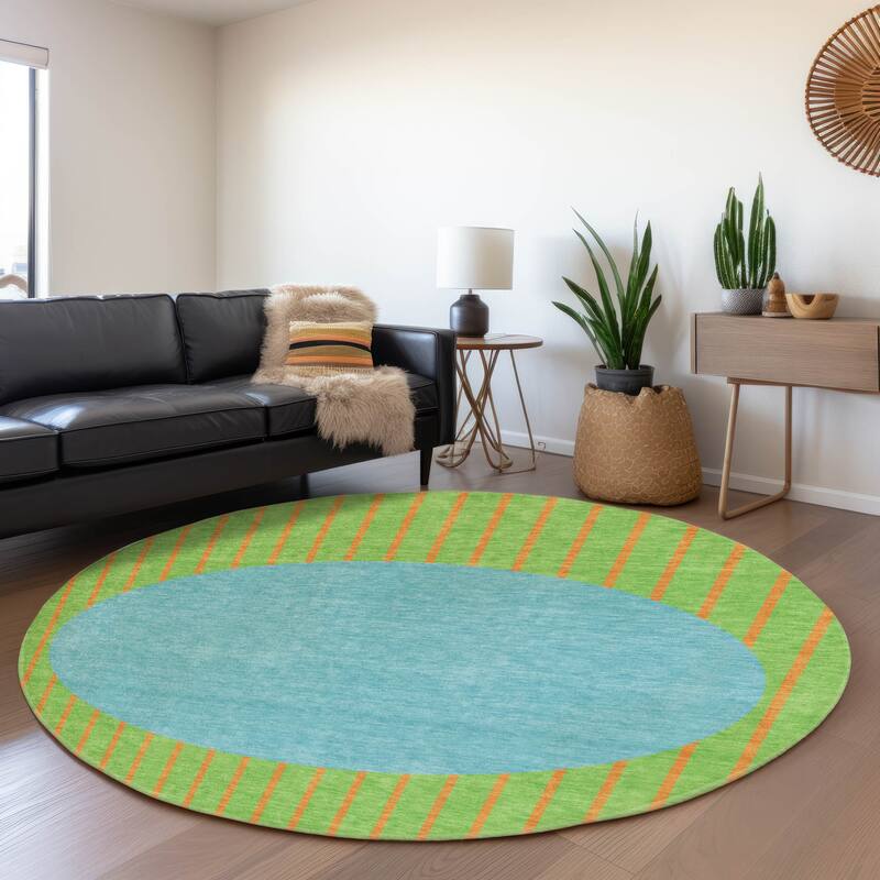Premium Washable Super Soft Modern Zen Mayfield Rug - Lime - 8' x 8'