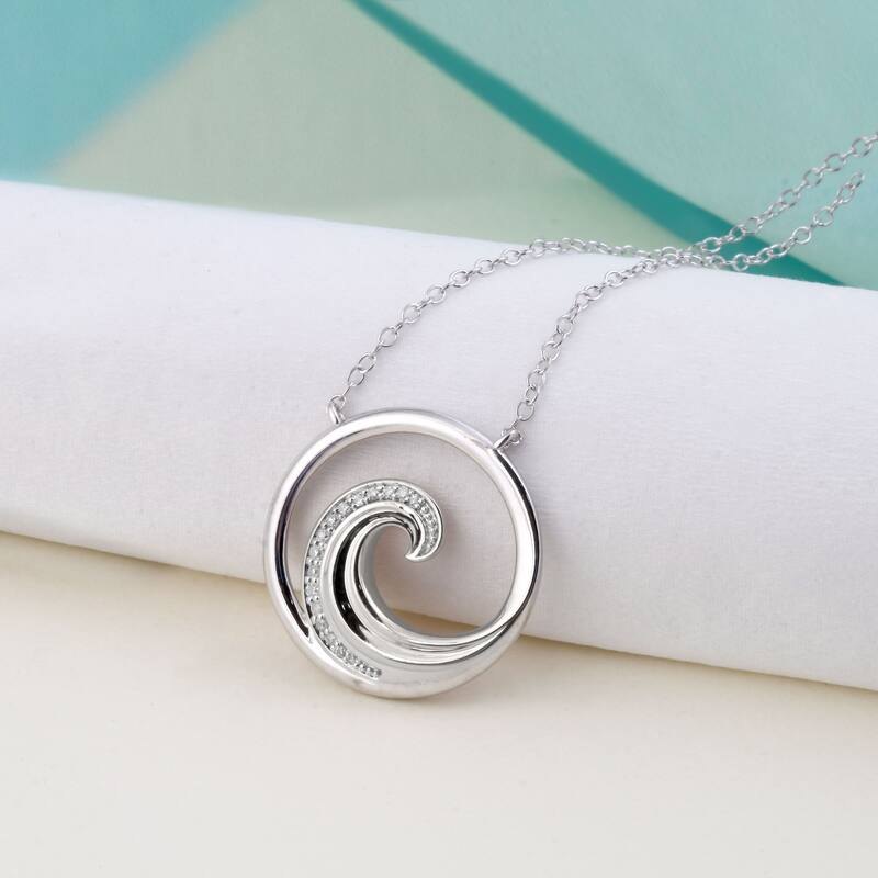 1/20ct Diamond Four Elements of Nature-Water Pendant Necklace in Silver for Women - Silver