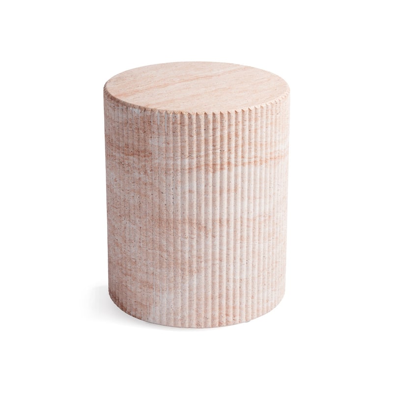 Studio London Maru Travertine Effect Side Table for Indoor and Outdoor - 18.1'' H X 11'' W X 15.8'' D