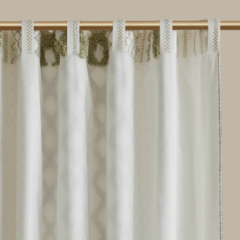 INK+IVY Imani Cotton Printed Single Curtain Panel with Chenille Stripe and Lining