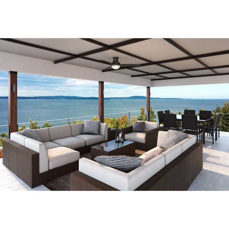 Casablanca 44" Verse Outdoor Ceiling Fan with LED Light Kit and Handheld Remote - Contemporary Retro - DAMP RATED!