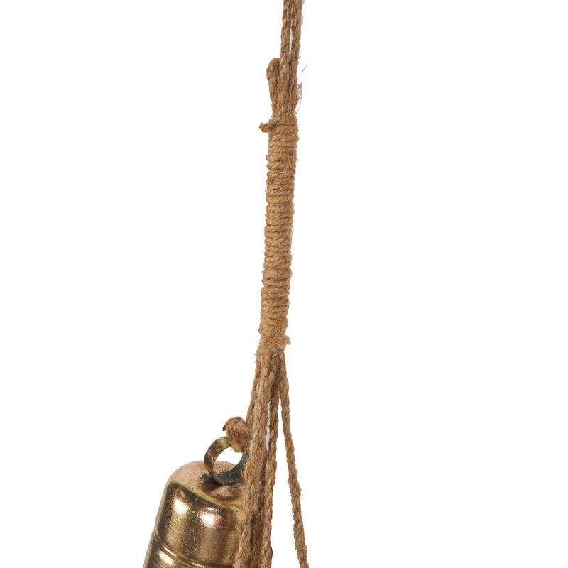 Gold Metal Cluster Decorative Bells with Jute Hanging Rope