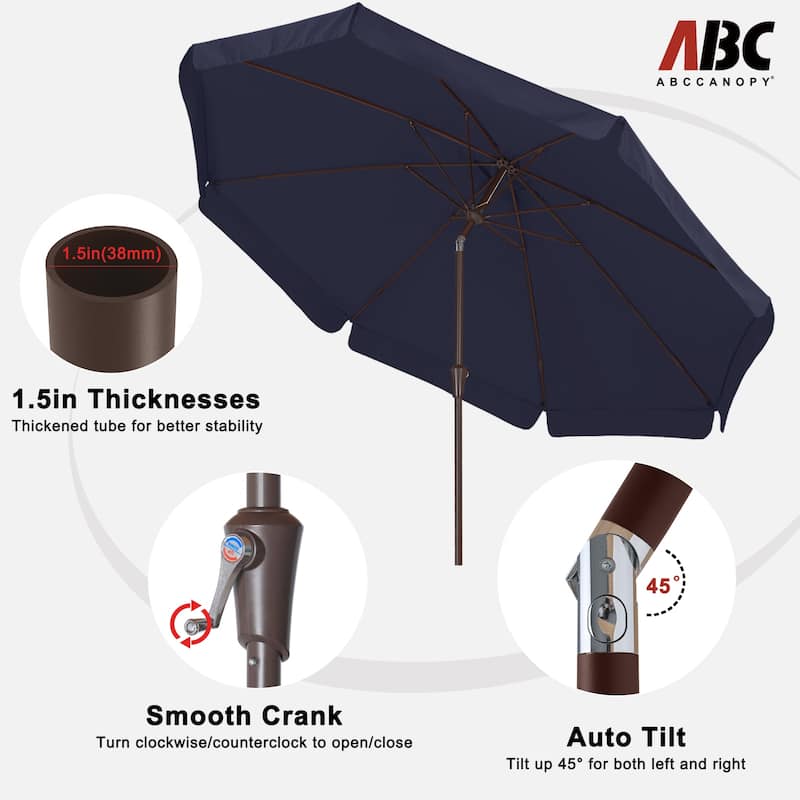 ABCCANOPY 10FT Outdoor Table Market Umbrella Tilt and Crank for Garden