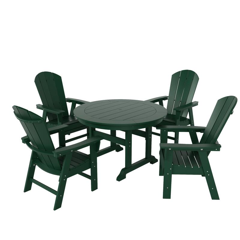 Laguna Hdpe All Weather Outdoor Patio Round Adirondack Dining Chairs Set (5-Piece Set)