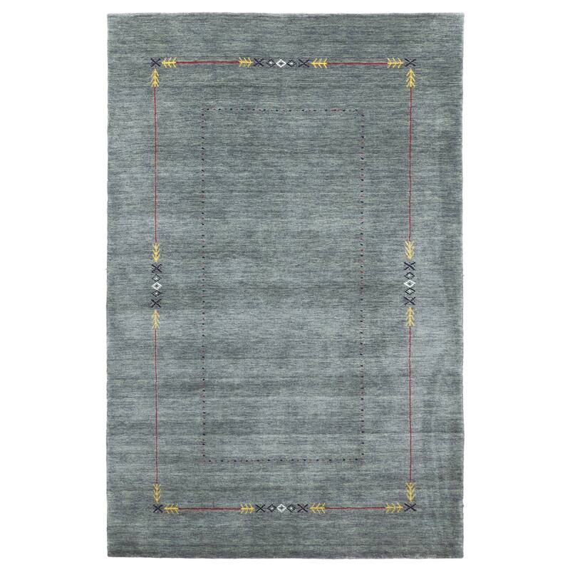 ECARPETGALLERY Hand Loomed Kashkuli Gabbeh Grey Wool Rug - 5'1 x 7'10