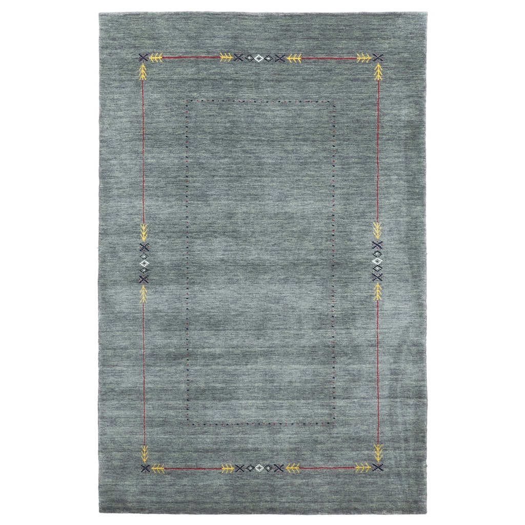 ECARPETGALLERY Hand Loomed Kashkuli Gabbeh Grey Wool Rug - 5'1 x 7'10