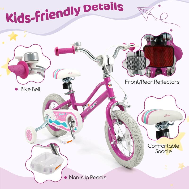 Costway 12”/14”/16”/18” Kids Bicycle with Dual Brake System Adjustable