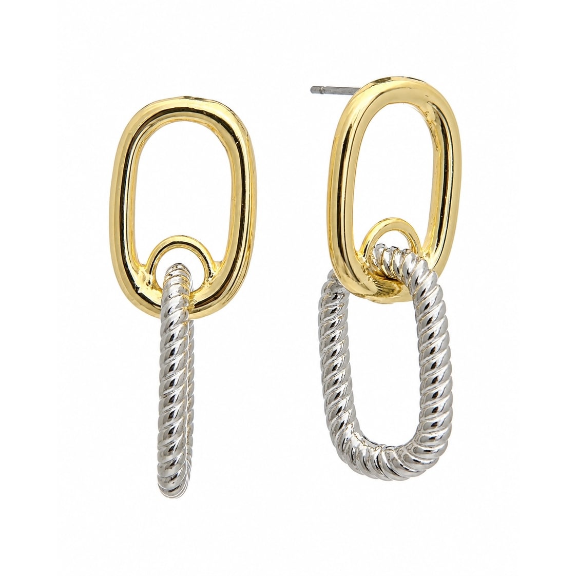 Juvell Two Tone Gold Plated Brass Dangling Link Earrings - N/A