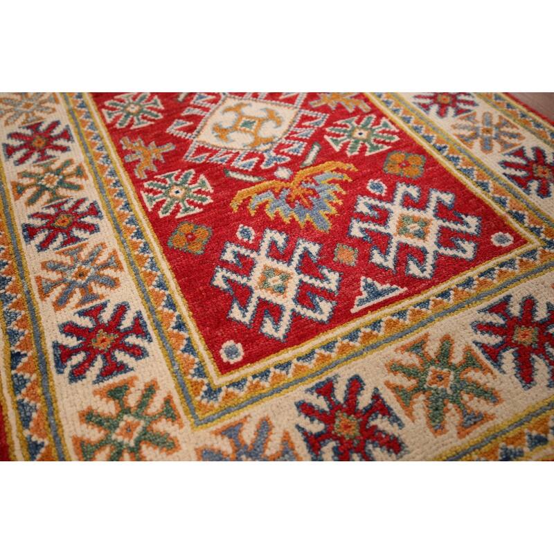 Red Kazak Oriental Accent Rug Hand-Knotted Wool Carpet - 2'0" x 3'1"