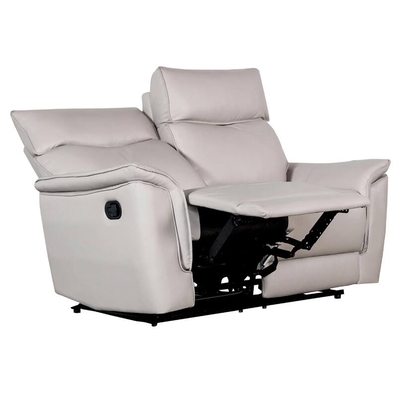 Lenne Loveseat, Taupe Gray Faux Leather, Manual Recliner, 63 Inch