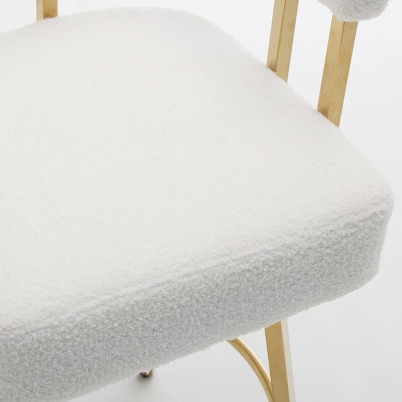 2-Piece Modern Accent Chairs with Gold Metal Legs & Teddy Upholstery, for Living Room or Office