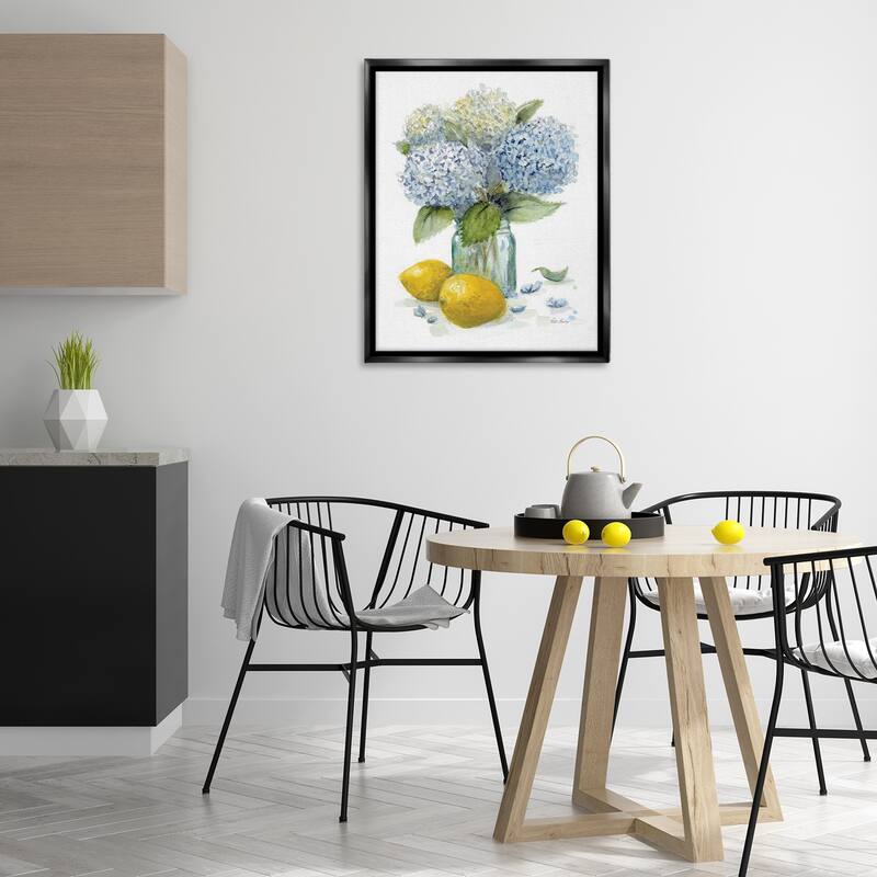 Stupell Hydrangeas & Lemons Vase Framed Floater Canvas Wall Art Design By Patti Bishop