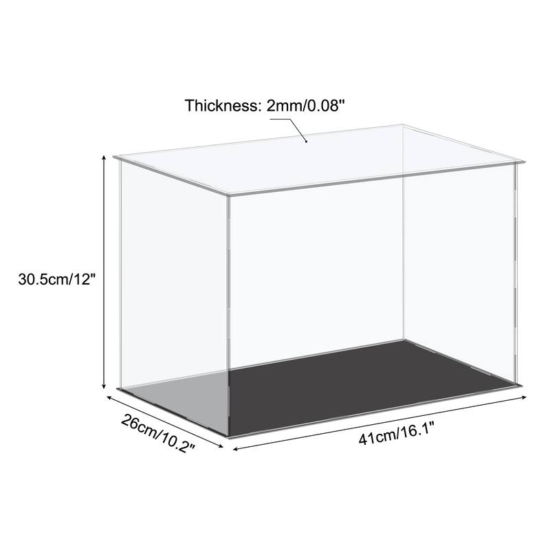 Acrylic Display Case Plastic Box Cube Storage Small Dustproof Showcase - 16.1x10.2x12 Inch