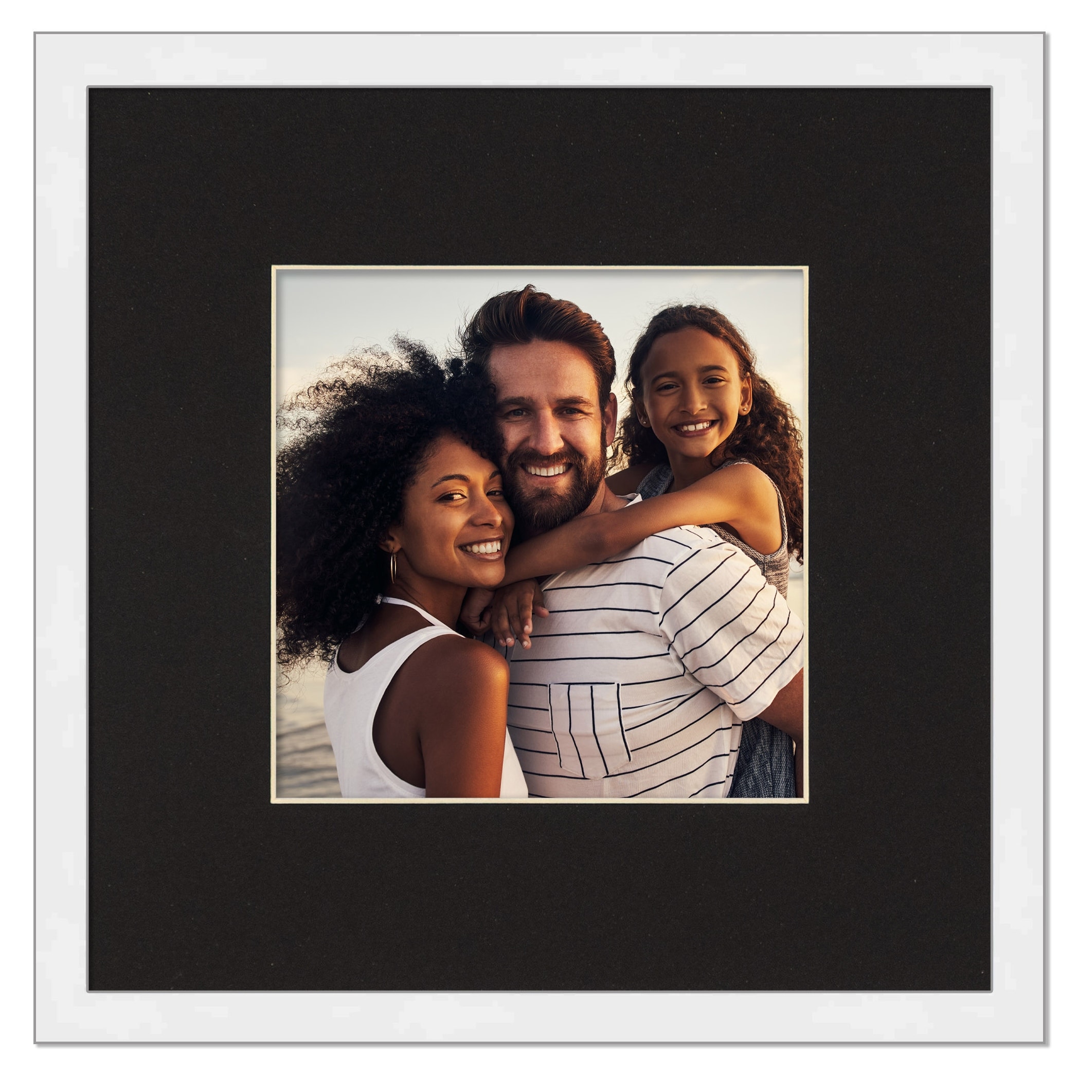 8x8 Frame with Mat - White 11x11 Frame Wood Made to Display Print