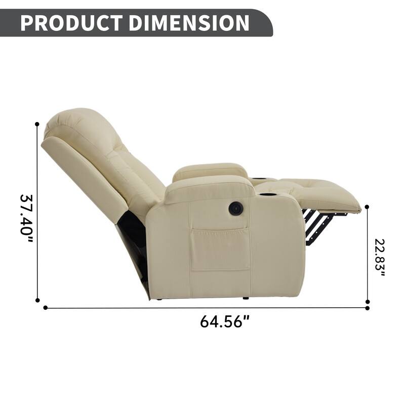 PU Infinite Position Power Lift Recliner with Massage, Heat & USB Charging - 350 LB Capacity