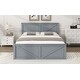 preview thumbnail 6 of 10, Queen Platform Bed with 4-Storage Drawers, Headboard and Support Legs, Grey