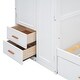 preview thumbnail 13 of 29, Twin Size Low Bunk Bed with Trundle, Wardrobe and Pull-out Desk, Wooden Bunk Bedframe with 5 Drawers, Cabinet and Shelves