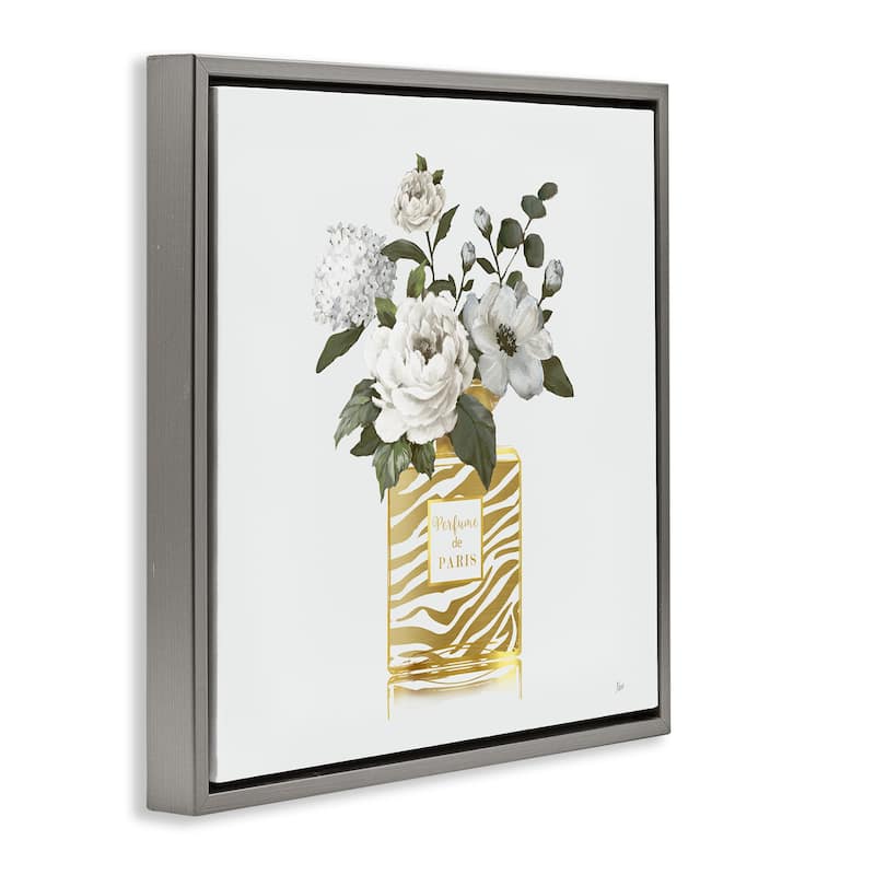 Stupell Chic Striped Perfume Bouquet Framed Floater Canvas Wall Art Design By Nan