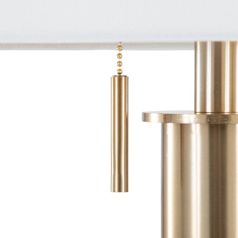 Trophy 62" Glam Floor Lamp In Gold Metal And White Linen Shade