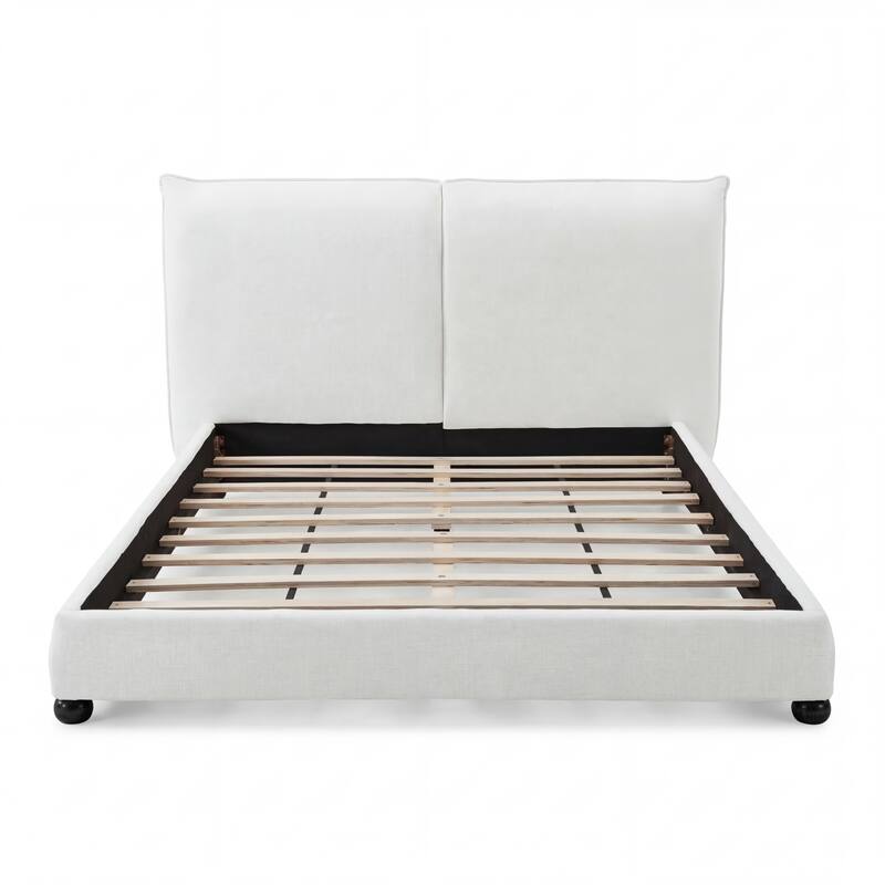Christopher Knight Home - Naomi Modern Linen Upholstered Platform Bed with Pillow-Back Headboard