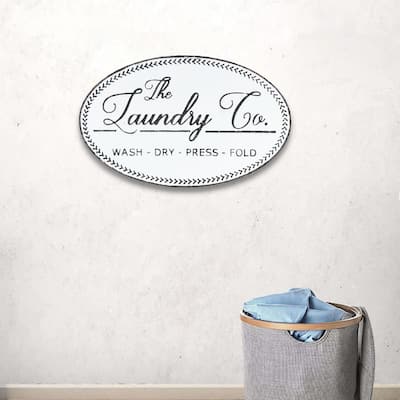White Metal Rustic Laundry Wall Sign