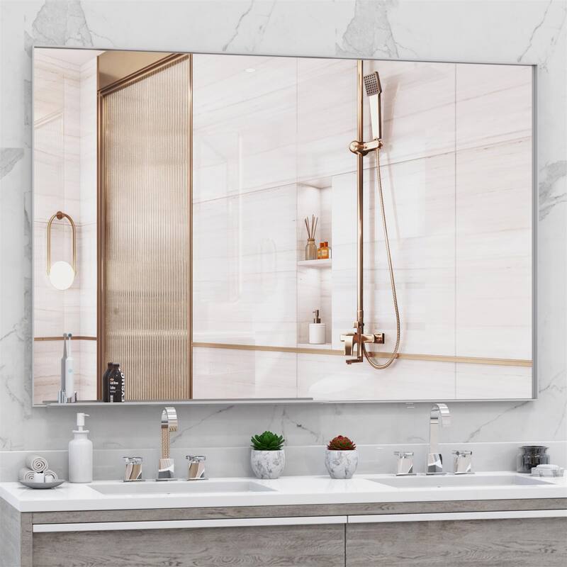 60" x 40" Oversized Rectangle Bathroom Wall Mirror with Aluminum Frame